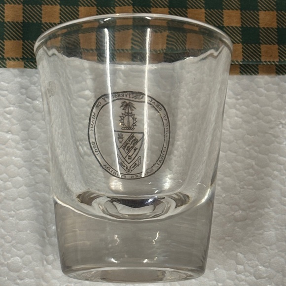 Great Seal of University of Miami 1925 Coral Gables Shot Glass, Gold Emblem - Picture 3 of 5